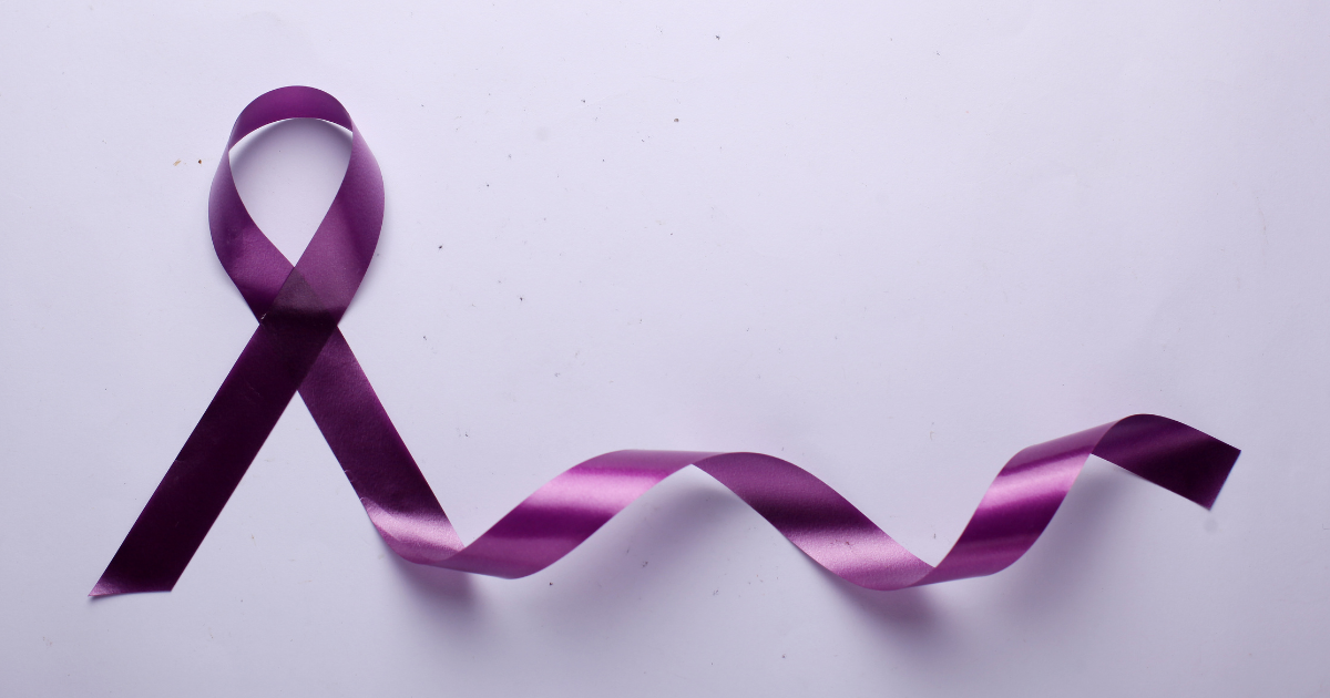 A purple, single-looped ribbon, symbolizing support and awareness for National Recovery Month.